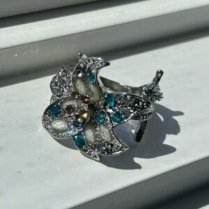 Tropical Flower Ring in Silver - Size 6